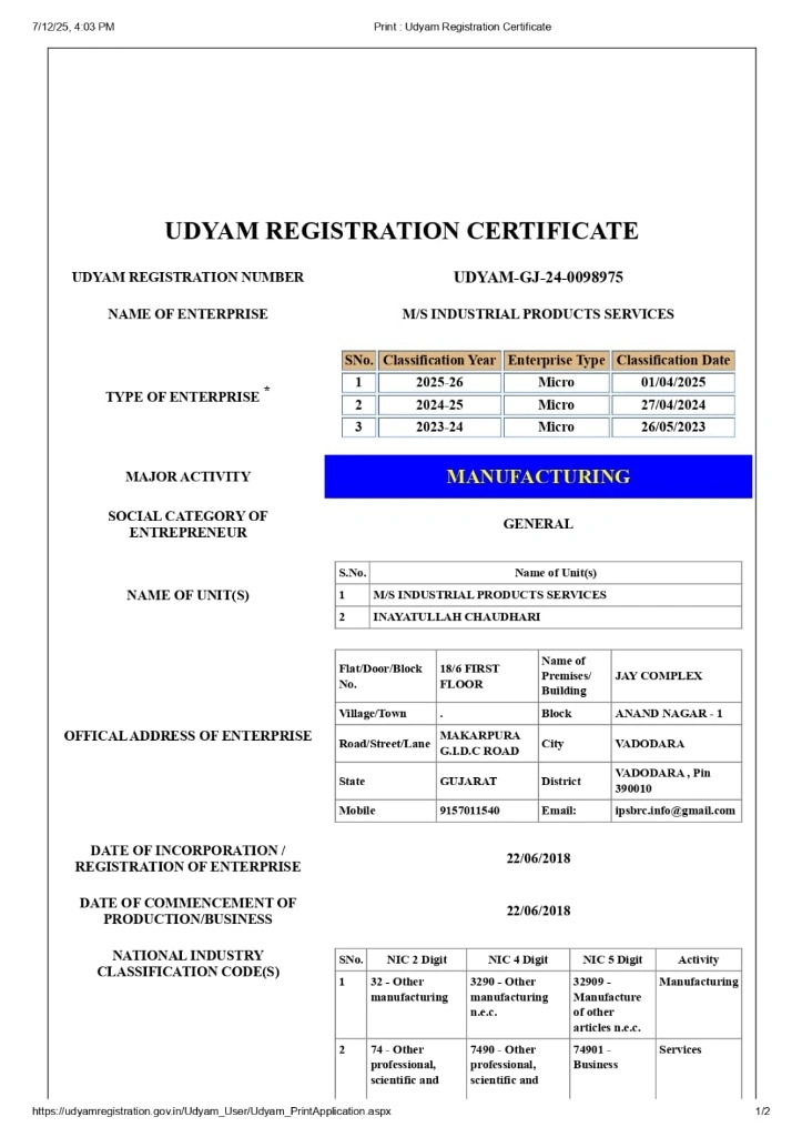 Udyam Registration Page 1